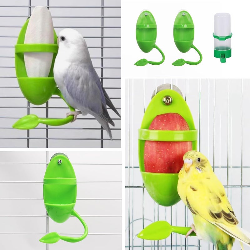 TERRIFI 2-Piece Feeder and 1-Piece Water Fountain Bird Feeder Set, Parrot Feeder Stand, Pet Bird Supplies, Food Container for Birds, Includes Bird Squid Skeleton, Durable and Easy to Use - Image 3