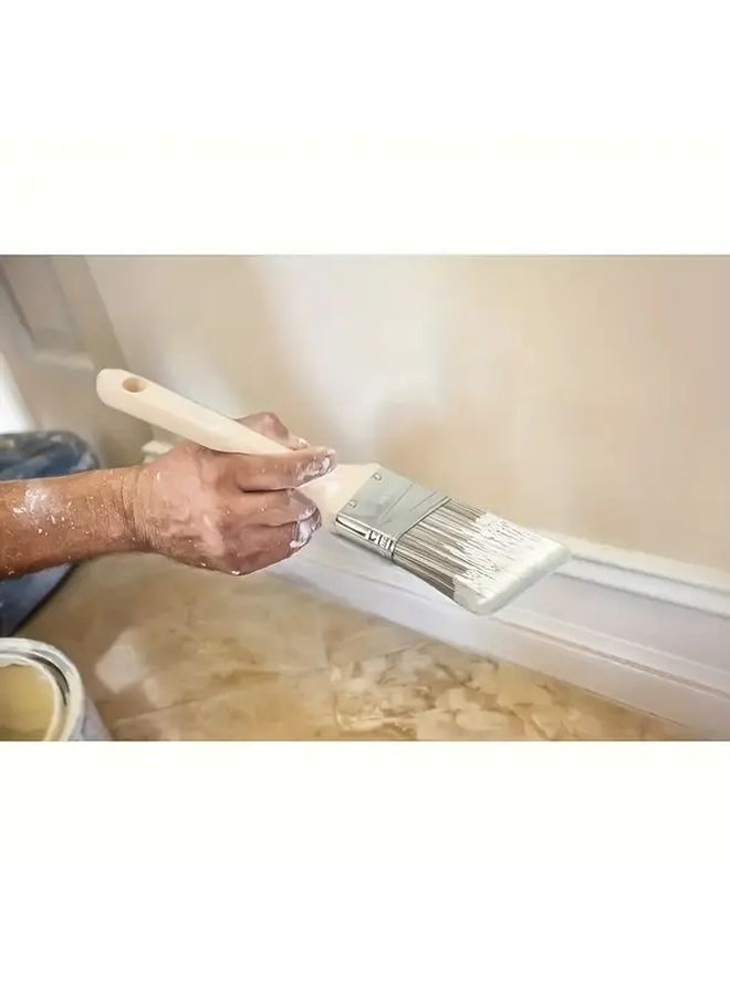 5 Piece 3 Inch Paint Brush Set with Dense Bristles and Wood Handles - Image 5