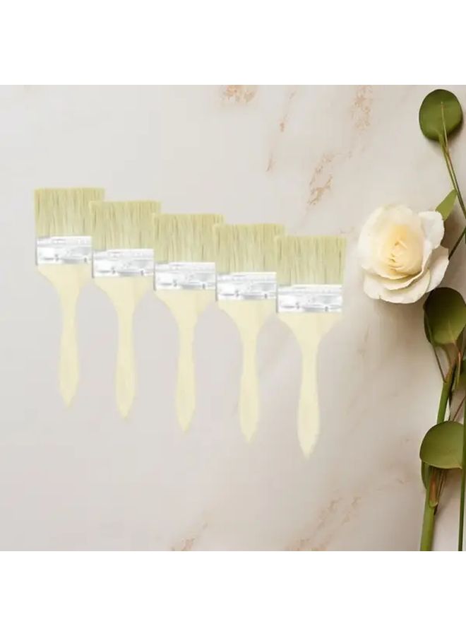 5 Piece 3 Inch Paint Brush Set with Dense Bristles and Wood Handles - Image 1