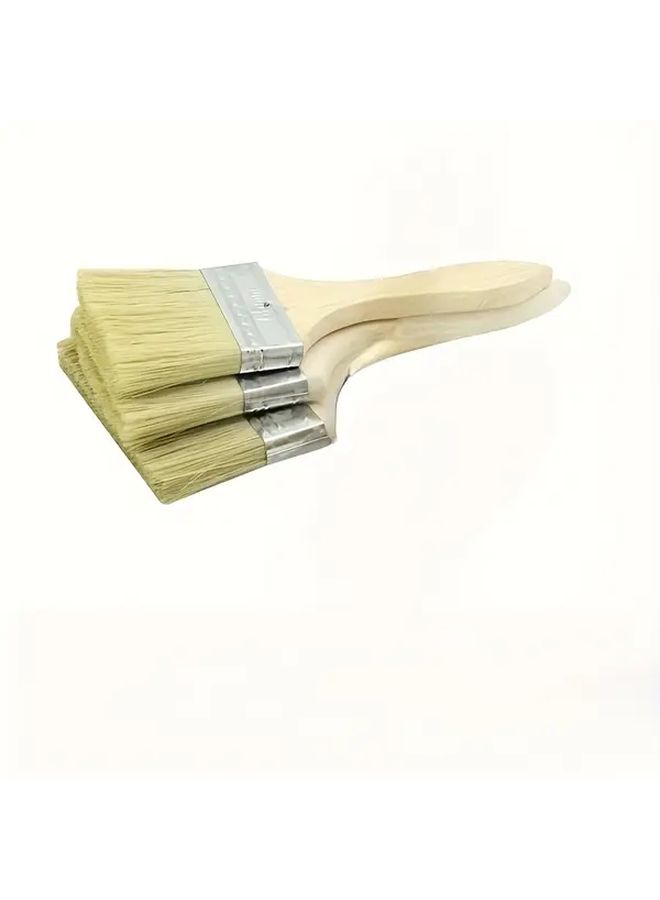 5 Piece 3 Inch Paint Brush Set with Dense Bristles and Wood Handles - Image 4