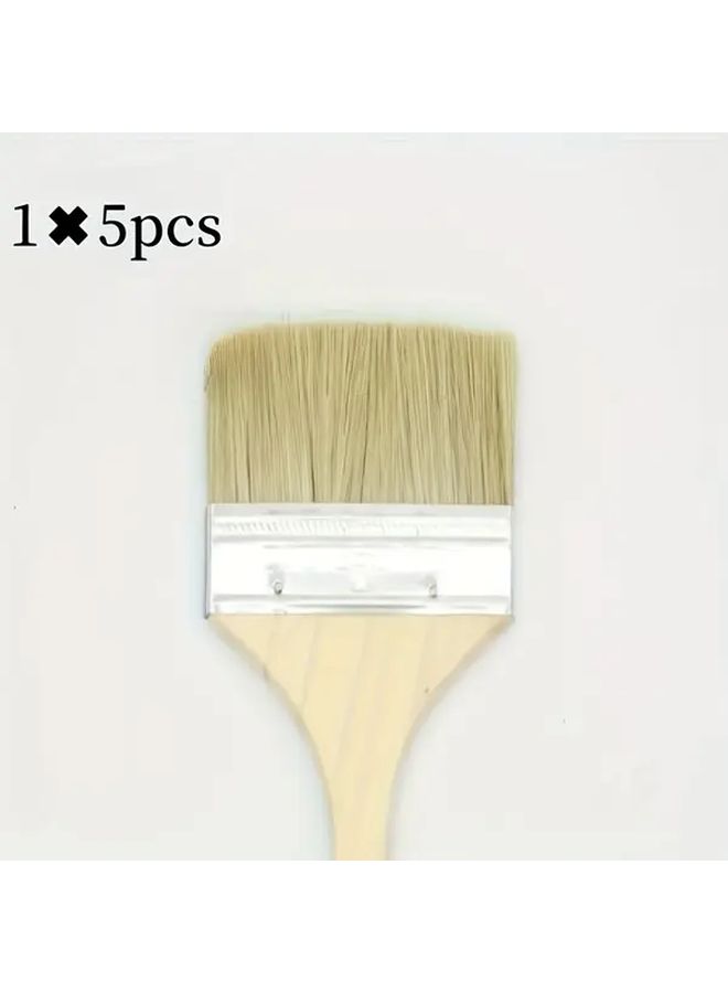 5 Piece 3 Inch Paint Brush Set with Dense Bristles and Wood Handles - Image 2