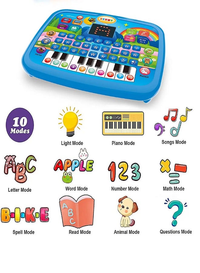 Early Educational Electronic Toy Kids Tablet Multi-functional Learning Toy With LED Screen Childrens Tablet (Blue)  - Image 1