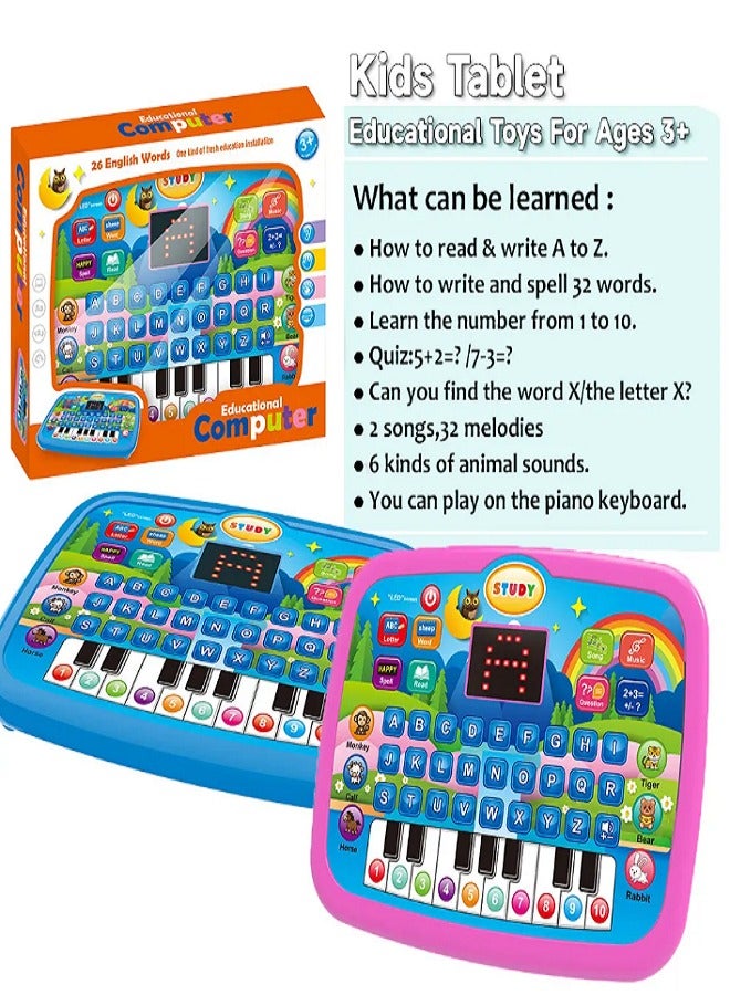 Early Educational Electronic Toy Kids Tablet Multi-functional Learning Toy With LED Screen Childrens Tablet (Blue)  - Image 2