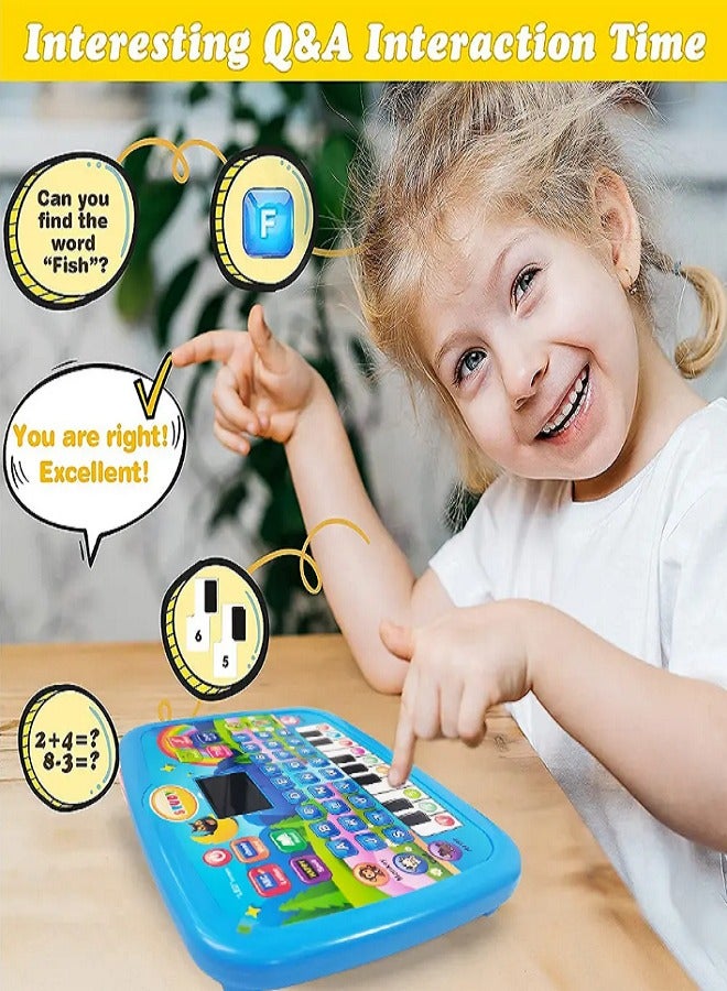 Early Educational Electronic Toy Kids Tablet Multi-functional Learning Toy With LED Screen Childrens Tablet (Blue)  - Image 4