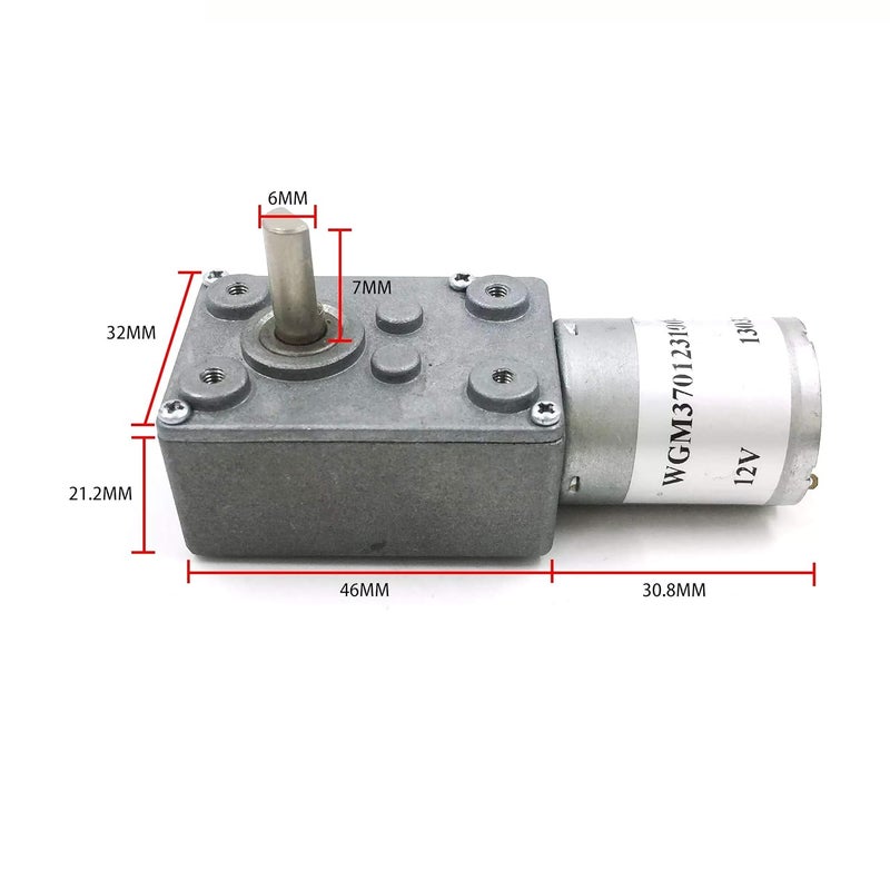 Robodo محرك صندوق تروس دودة تقليل 12 فولت 85 دورة في الدقيقة 6 كجم-سم عزم الدوران - WGM370128500-100K - Image 3