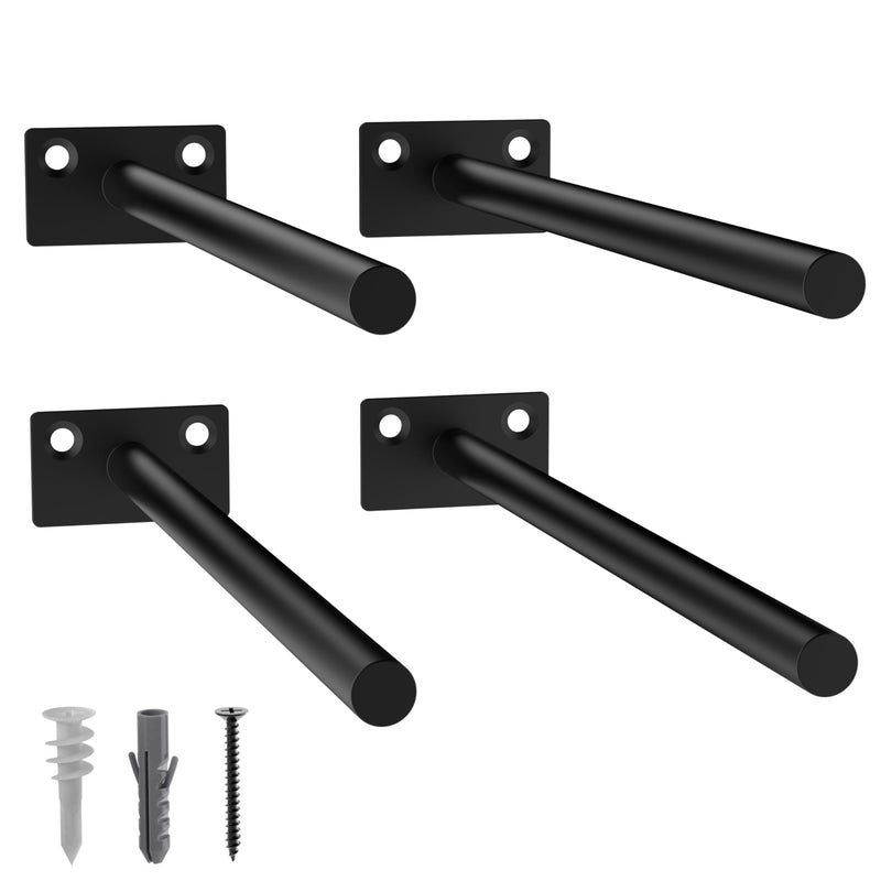 LEOPO 4Pack 10 inch Floating Shelf Brackets Hidden Shelf Bracket for Wood Concealed Blind Shelving SupportInvisible Black Coated Brackets for DIY DecorativeFit for Kitchen BathroomStudy Room - Image 2
