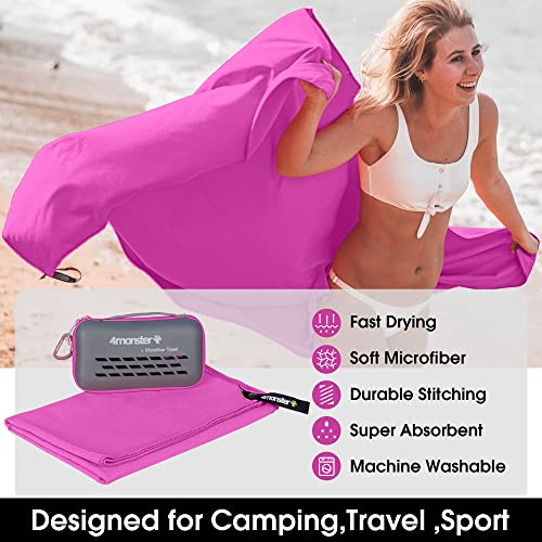 4Monster Camping Towel Super Absorbent, Quick Dry Microfiber Travel Towel, Light Weight Ultra Soft Compact Gym Towel for Hiking Swimming Beach Yoga Travel Sports Backpack - Image 2