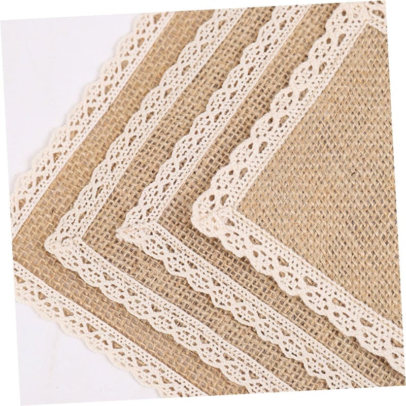 Natural Jute Coasters Set of 5 10x10cm Table Mats for Wedding Party Home Dining Decor - Image 4