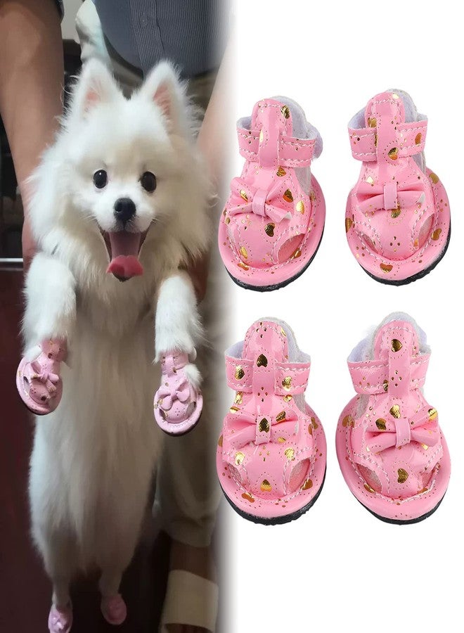 Honio Summer Dog Sandals, Bow Decoration Dog Sandals Waterproof Prevent Slip Rubber Sole Breathable for Outdoor (3#) - Image 2