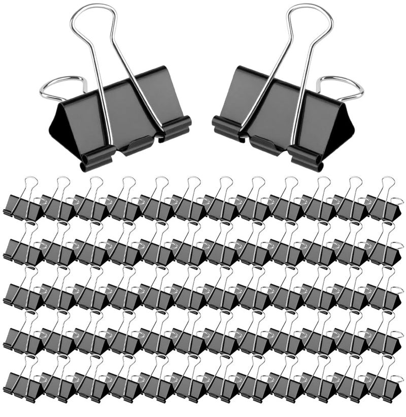 WinJiaYao 60 Pack Large Binder Clips 16 Inch Binder Clips Large SizeBig Paper Clamps Clips Clips for Paperwork for Office and Home Supplies School Black - Image 1