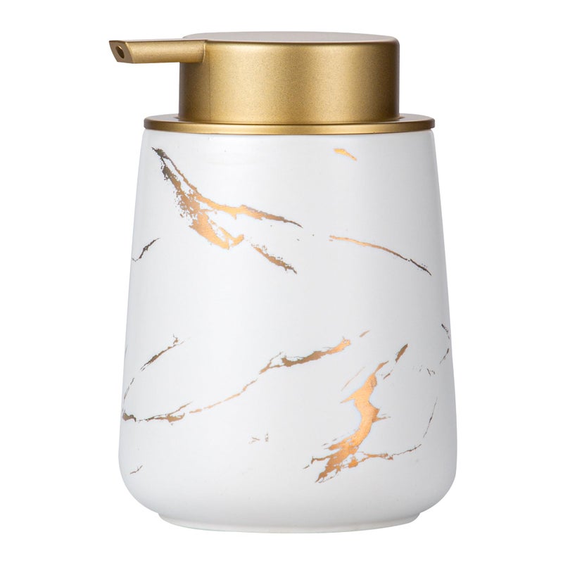 Enra Ceramic Gold Soap Dispenser,12 oz Marble Hand Liquid Soap Dispenser for Bathroom Kitchen Dispenser for Dish Soap with Easy-to-Press(Glod Liquid Type2) - Image 1
