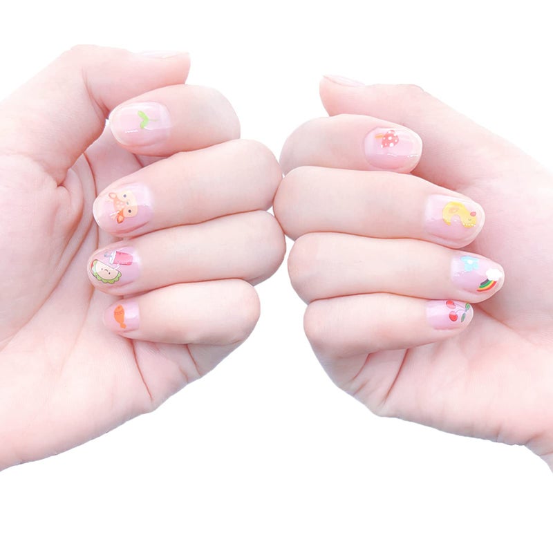 IHUKEIT 10 Sheets Cute Nail Stickers for Kids Including Animals Fruits Flowers Food Rainbow Leaves Designs Self Adhesive Nail Decals for Little Girls Women Nail Art Decoration Fun - Image 2