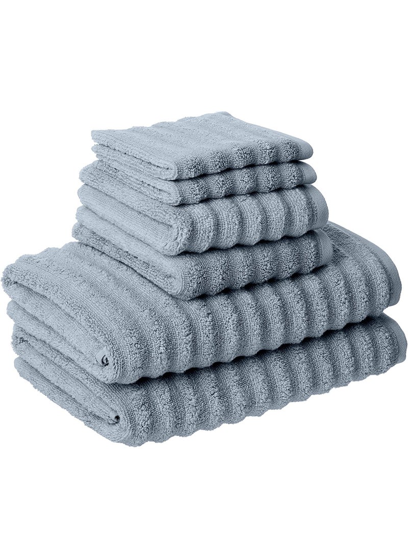 Modern Threads Amrapur Overseas Luxury Spa Collection  6Piece Ultra Soft QuickDry 550GSM 100 Combed Cotton Wavy Towel Set Spa Blue 