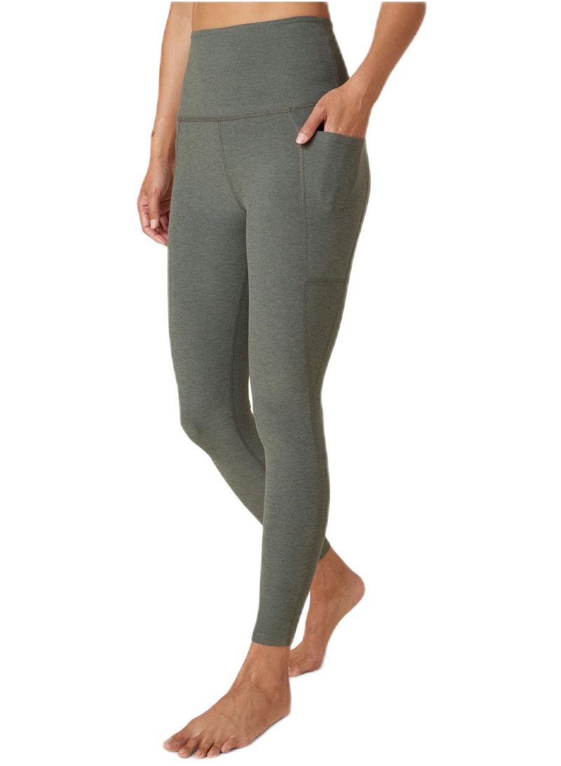 Beyond Yoga Spacedye Out Of Pocket High Waisted Midi Legging Pewter Heather  - Image 1