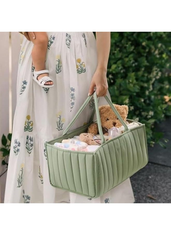 Generic Baby Diaper Caddy Organizer, Diaper Caddy Basket with Dividers, Collapsible Portable Diaper Caddy Bag, Nursery Essentials Storage Basket Bin for Storing Diapers and Other Baby Products  - Image 5