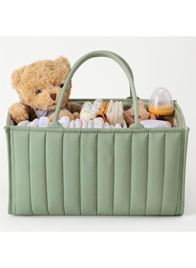Generic Baby Diaper Caddy Organizer, Diaper Caddy Basket with Dividers, Collapsible Portable Diaper Caddy Bag, Nursery Essentials Storage Basket Bin for Storing Diapers and Other Baby Products  - Image 1