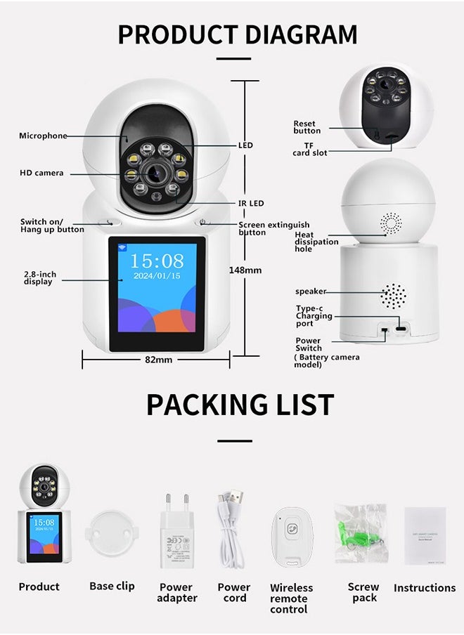 Occuwzz - Wireless Indoor Camera - with HD Display Two-Way Video Panoramic View for Home Use - Image 1