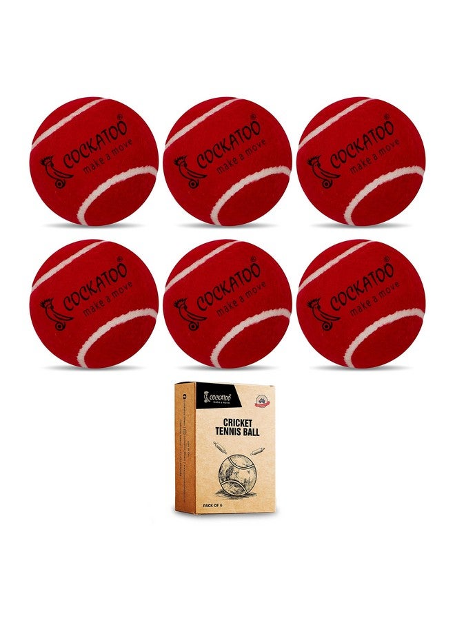 Cockatoo Rubber Cricket Tennis Ball, Construction Of Tennis Ball For Cricket For Optimal Performance,Suitable For All Skill Levels. (120 Gr Per Ball-Pack Of 6-Red) - Image 1