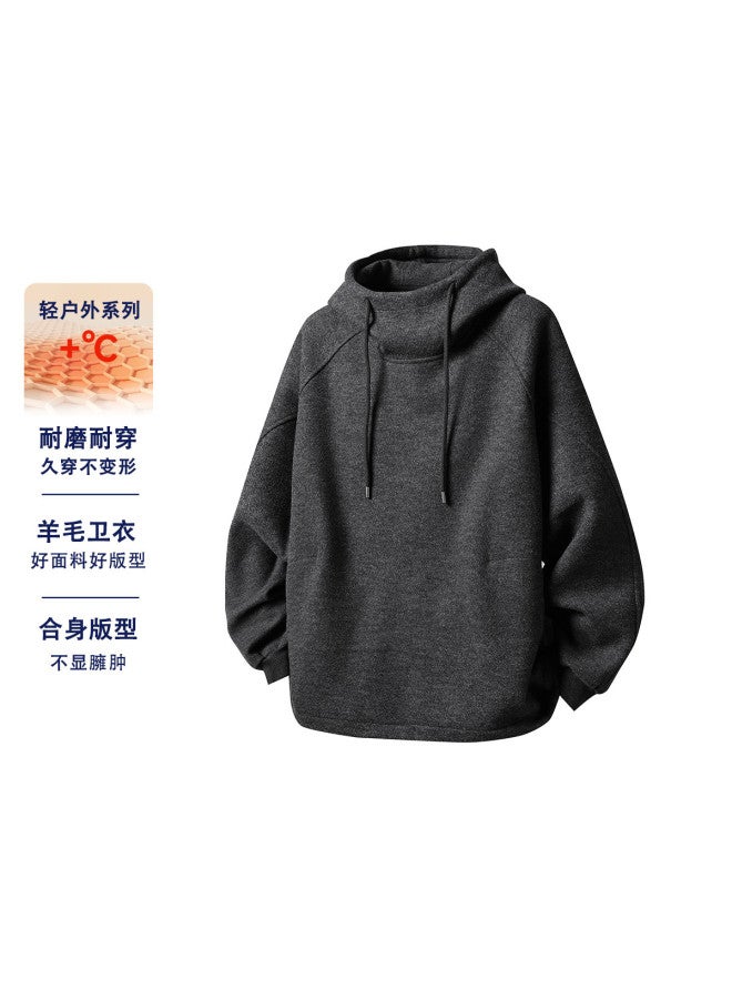 Fapai Trendy Casual Sports Versatile Men's Cotton Wool Blend Comfortable Warm Hooded Pullover Sweatshirt Jacket - Image 2