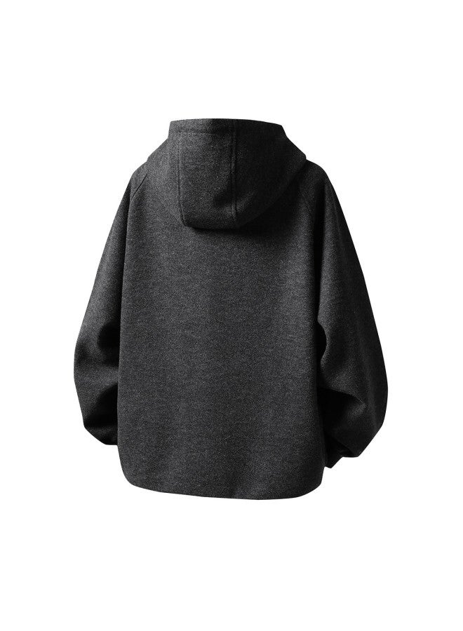 Fapai Trendy Casual Sports Versatile Men's Cotton Wool Blend Comfortable Warm Hooded Pullover Sweatshirt Jacket - Image 4