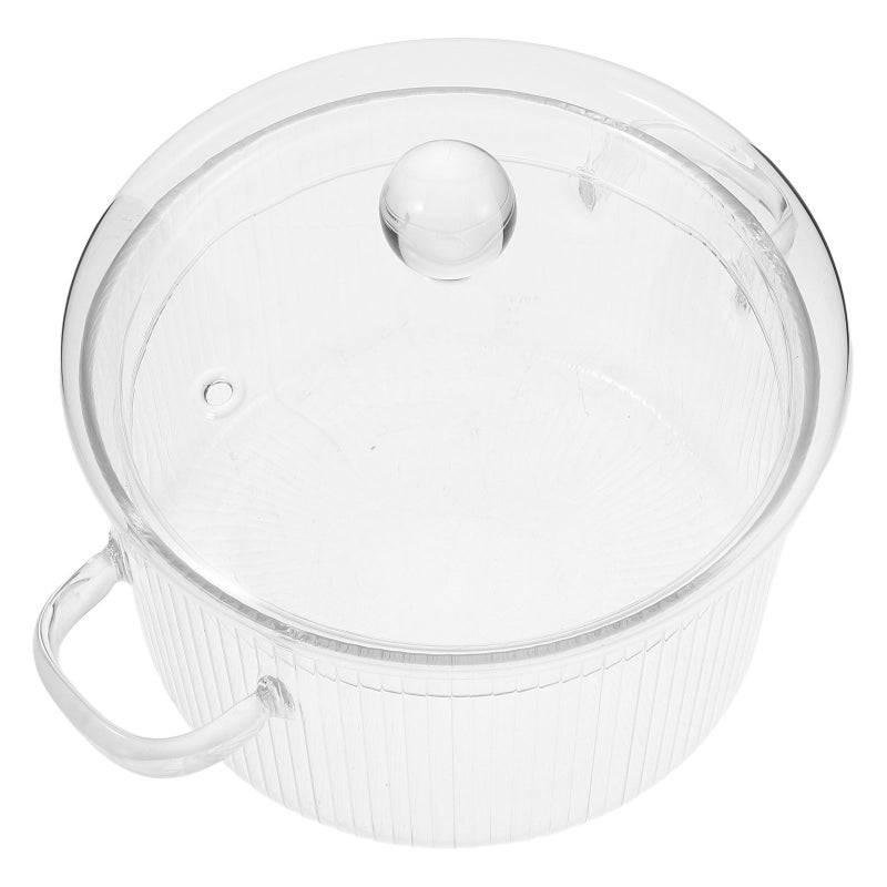 Glass Cooking Pot with Lid: 1600 ml Glass Cookware Stovetop Paella Pan Simmer Pot with Cover for Soup and Baby Food - Image 4