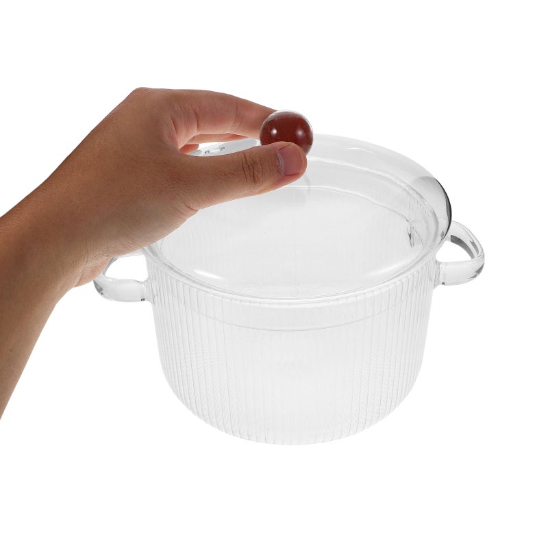 Glass Cooking Pot with Lid: 1600 ml Glass Cookware Stovetop Paella Pan Simmer Pot with Cover for Soup and Baby Food - Image 2