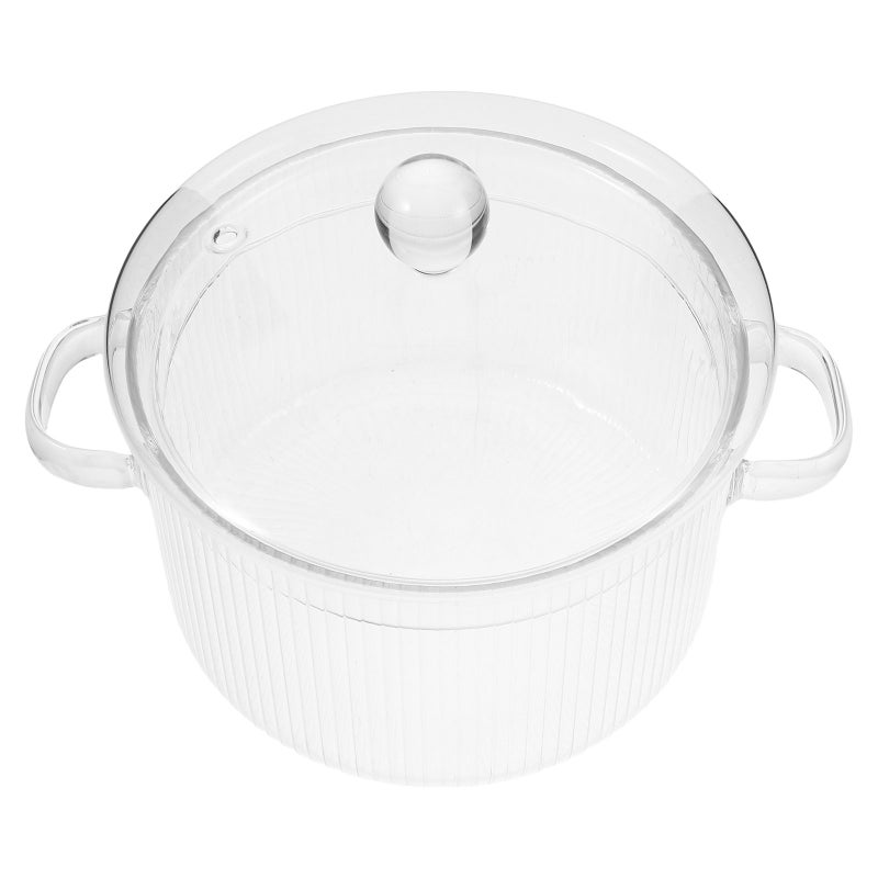 Glass Cooking Pot with Lid: 1600 ml Glass Cookware Stovetop Paella Pan Simmer Pot with Cover for Soup and Baby Food - Image 3