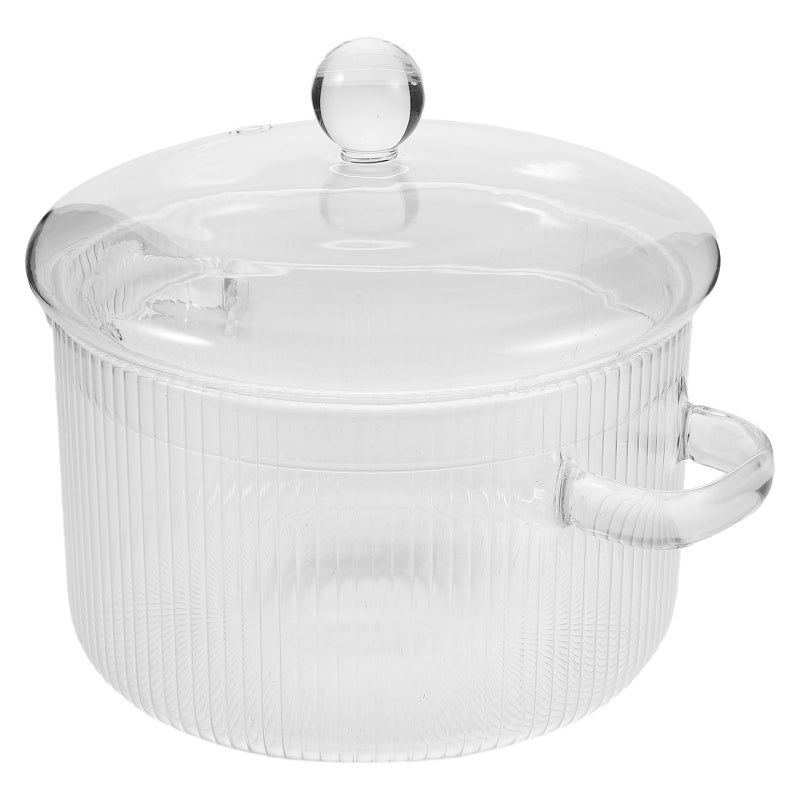 Glass Cooking Pot with Lid: 1600 ml Glass Cookware Stovetop Paella Pan Simmer Pot with Cover for Soup and Baby Food - Image 1