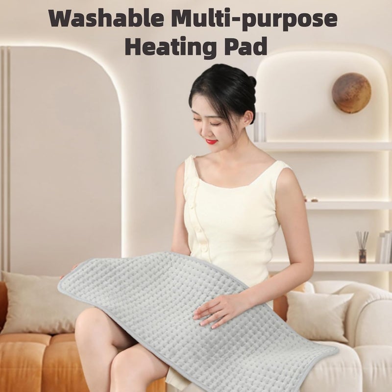 Lullaxx Heating Pad,Electric Heat Pad,Features Multiple Temperature Settings,Automatic Shut-off,Washable(12 * 24 Inches, Gray) - Image 2