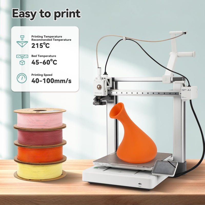 3DHoJor Matte PLA Filament 1.75mm, Upgrade 1kg Cardboard Spool PLA Filament 1.75 PLA 3D Printing Filament, Print with Most 3D Printers Using 3D Filament-Tangerine - Image 2
