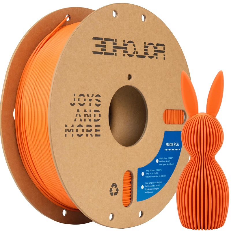 3DHoJor Matte PLA Filament 1.75mm, Upgrade 1kg Cardboard Spool PLA Filament 1.75 PLA 3D Printing Filament, Print with Most 3D Printers Using 3D Filament-Tangerine - Image 1