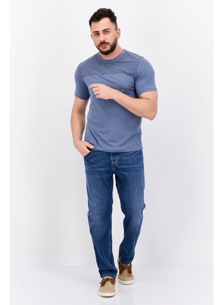Kenneth Cole Men Crew Neck Short Sleeve Solid T-Shirt, Sage Blue  - Image 3