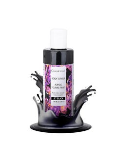 Granotone GRANOTONE Premium Acrylic Pouring Paint, Ready-to-Use, Superior High-Flow Formula, Ideal for Canvas, Wood, Paper, Craft & Fluid Art Project 200 ml (JET BLACK)  - Image 1