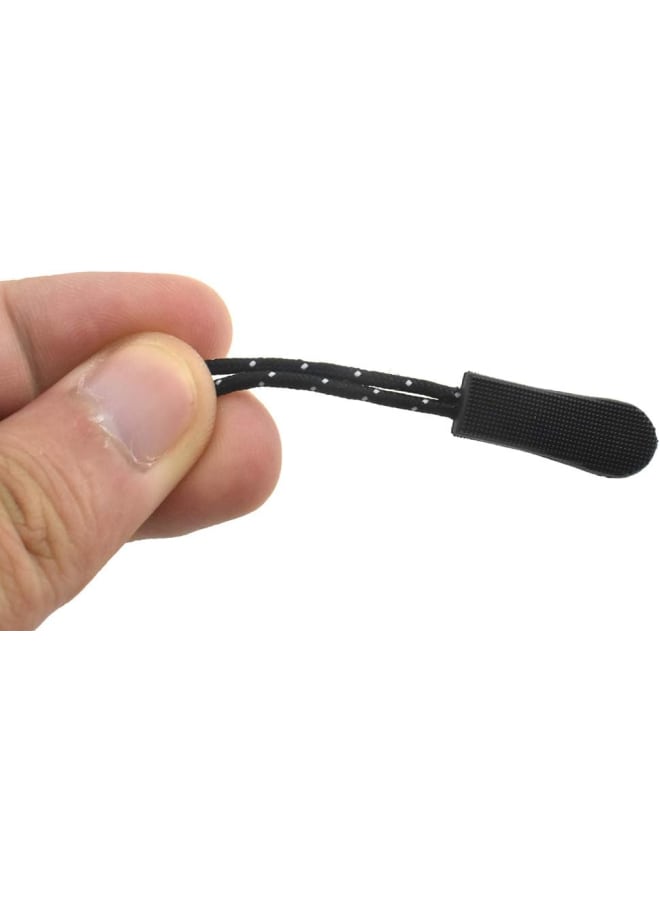 Zipper Pulls Extension Tabs Tag Handle for Luggage Bags Jackets Backs Coats Boot Jeans Purse Suitcase Pouches 2.6 Inch Black 15 Easy Install Solid Texture PVC Curve Puller Nylon Cord  - Image 1
