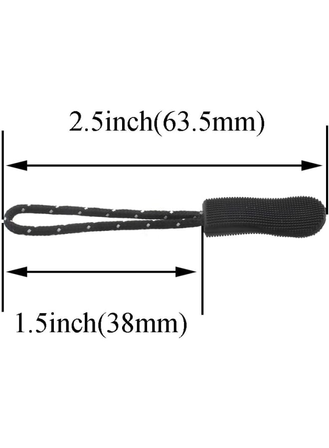 Zipper Pulls Extension Tabs Tag Handle for Luggage Bags Jackets Backs Coats Boot Jeans Purse Suitcase Pouches 2.6 Inch Black 15 Easy Install Solid Texture PVC Curve Puller Nylon Cord  - Image 2