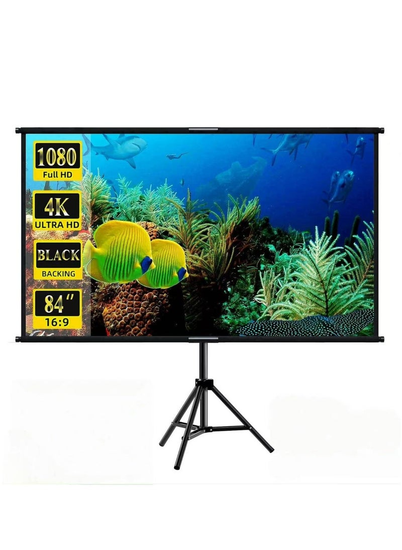 Generic Projector Screen with Stand 84 Inch Projection Screen 16:9 HD Premium Wrinkle-Free Tripod Screen with Storage Bag  - Image 1