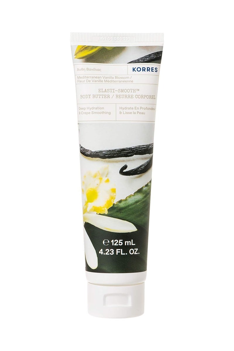 KORRES KORRES ElastiSmooth Body Butter Cream Dry Skin Lotion with Shea Butter and Almond Oil Moisturizing Firming Tightening and Hydrating After Shower Care Mediterranean Vanilla Blossom 423 Fl Oz
