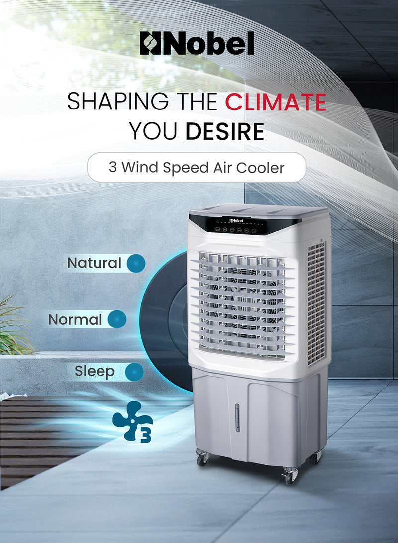 Nobel Portable Air Cooler 35L Tank, 3 Wind Speeds, 3 Modes With Remote Control - 35 L 180 W NAC500R Grey - Image 2