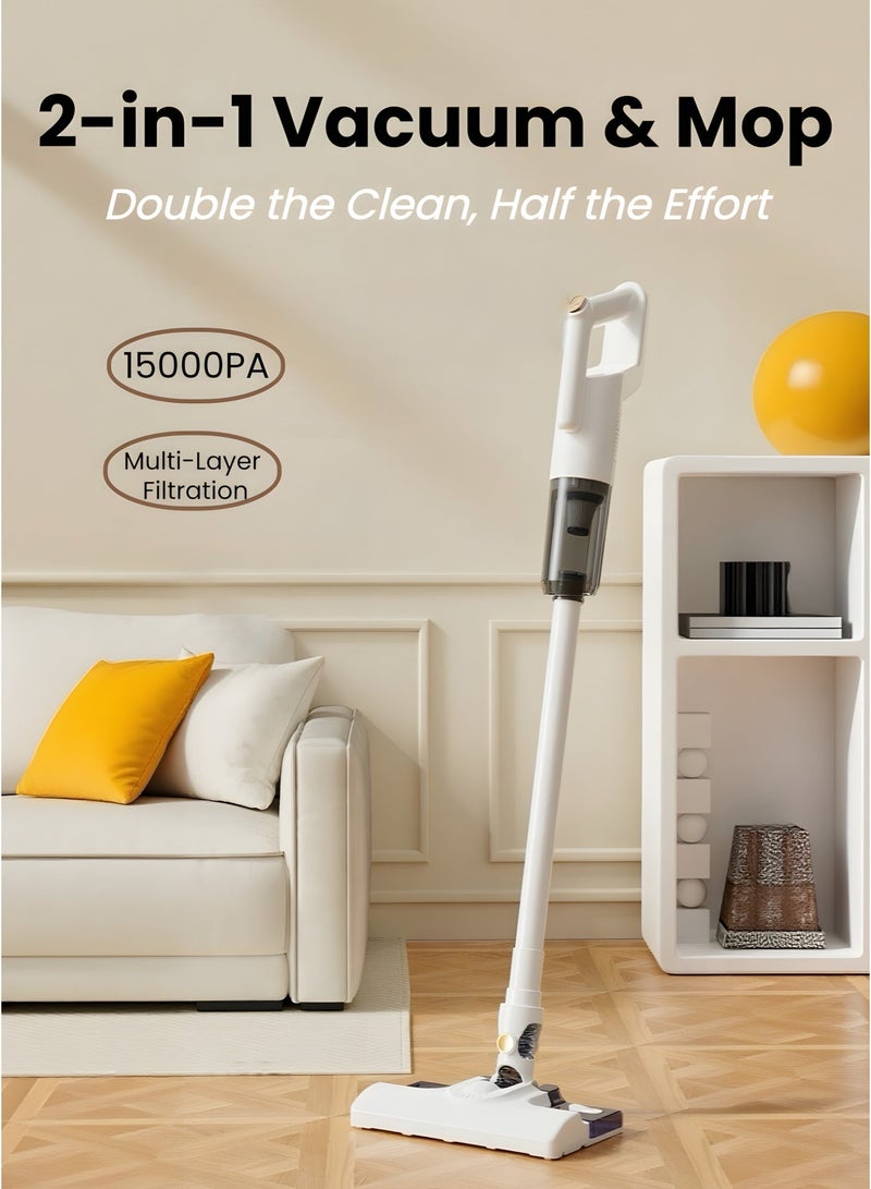 2-in-1 Cordless Vacuum Cleaner & Mop, 15000Pa Strong Suction, Stick & Handheld Vacuum with HEPA Filter, Lightweight Multi-Surface Cleaning - Image 1