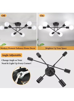 SP SUPER POWER Modern Black Sputnik Chandelier,Modern 6-Light Ceiling Light Fixture for Living Room,Dining Room,Bedroom  - Image 3