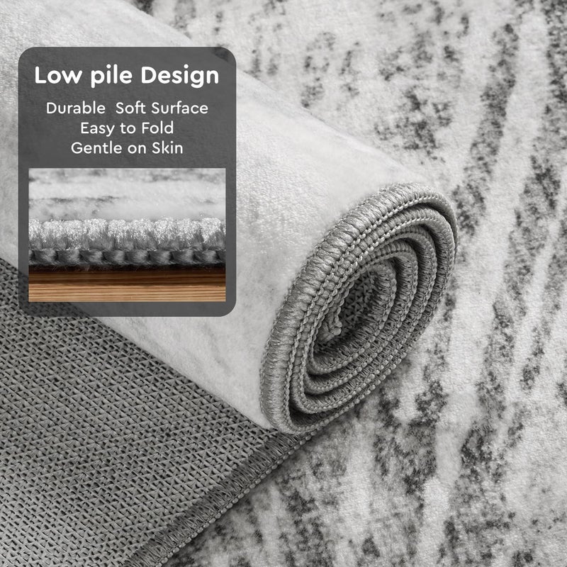 AMOAMI 8x10 Area Rugs for Living Room-Machine Washable Rug Ultra Soft Non Slip Area Rug Modern Abstract Dahlia Indoor Carpet Rugs for Bedroom Dining Room Playroom Nursery Bedside Office, Grey - Image 3