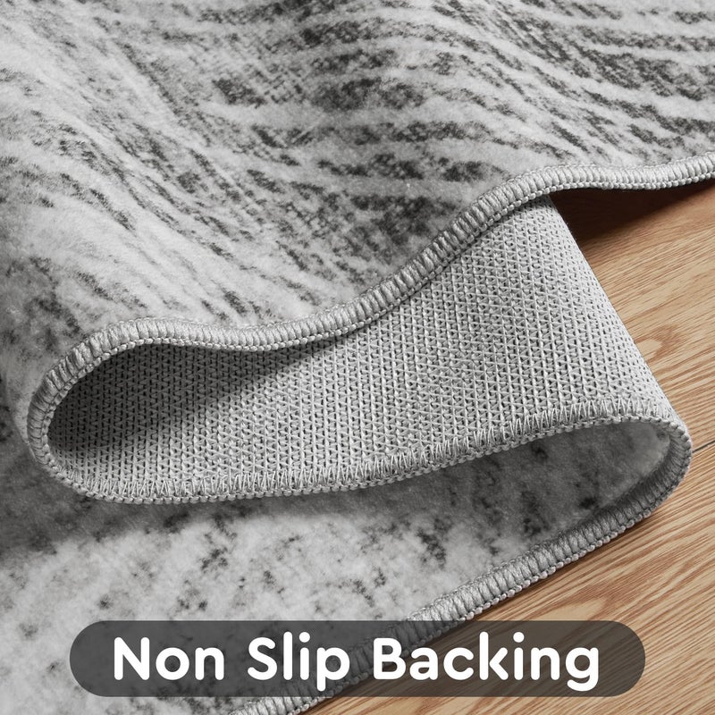 AMOAMI 8x10 Area Rugs for Living Room-Machine Washable Rug Ultra Soft Non Slip Area Rug Modern Abstract Dahlia Indoor Carpet Rugs for Bedroom Dining Room Playroom Nursery Bedside Office, Grey - Image 2