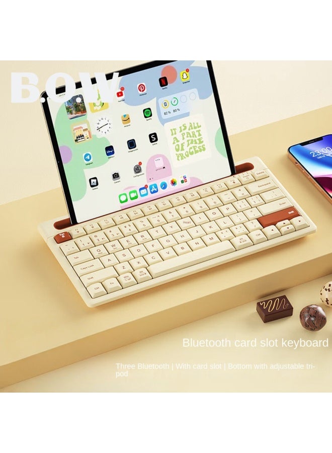 B.O.W Wireless Bluetooth Keyboard High Aesthetics With Card Slot Compatible With Mobile Phones Ipads Tablets Laptops - Image 1