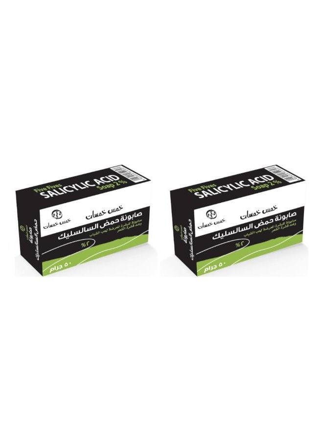 Five Fives 2% Salicylic Acid Soap for Acne and Psoriasis Treatment 50g (2-pack). - Image 1
