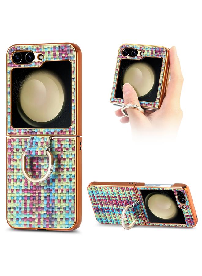 S-TOP Case For Samsung Galaxy Z Flip5 5G Fantasy Weave Plating Diamond Ring Phone Case - Image 1