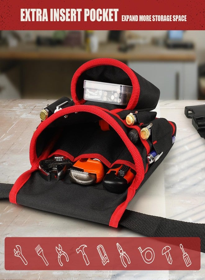 UUP Magnetic Tool Belt for Men, 26 Pockets Heavy Duty Tool Pouch, Magnet Holster Nail Utility Toolbelt Detachable Adjustable Waist Holder for Handyman Contractor Mechanic Plumber Roofer Dad Gift -Red - Image 4
