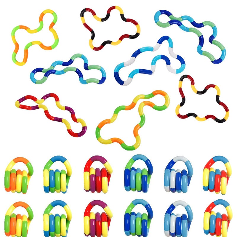 Xesakesi 20 PCS Multicolored Quiet Fidgets Toys for Unique Fidget Experience, Anti Anxiety Sensory Toys Combine into New Shapes, Brain Imagination Tools, Relax Therapy Educational Toy for Kids Boys Adults - Image 1