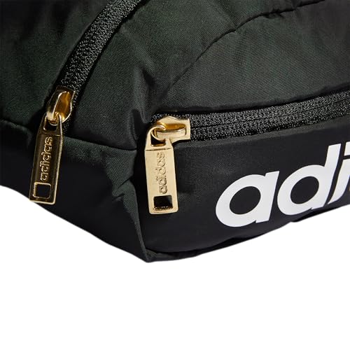 Adidas حقيبة خصر أديداس الأساسية، أسود/أبيض/ذهبي معدني، مقاس واحد - Image 5