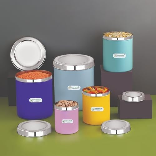 coconut JK Stainless Steel Round Canisters|Dabba|Storage Containers For Home| Office| Resturant- 1 Unit (Purple, 2kg) - Image 2