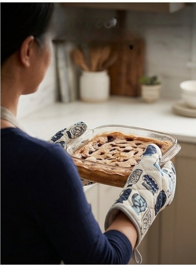Happy Home Premium Heat Resistant Oven Mitt Gloves Up to 200°C / 392°F – Thick Quilted Cotton & Polyester Lining, Non-Slip Diagonal Grip Design for Maximum Safety, Comfortable & Breathable Kitchen Oven Glove for Cooking, Baking, BBQ, Grill, Microwave Use, Easy to Clean, Machine Washable with Hanging Loop for Convenient Storage (1 Pc, 26 x 14 cm Durable Heat Protection Mitt) - Image 4